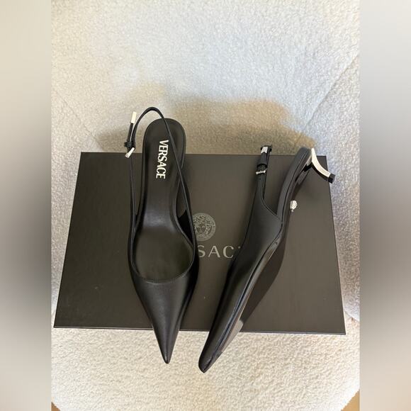 Versace Shoes - Versace Black Slingback Heels Pointed Toe Size 39